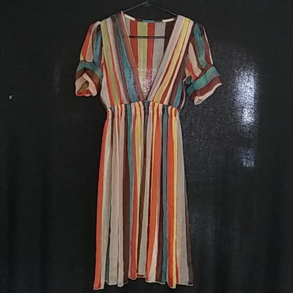 Colorful deep v-neck top